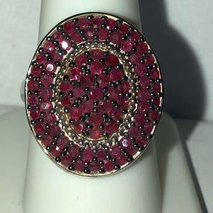Mahaleo Ruby Gemstones (7.39 cts) in Rhodium over Sterling Silver Ring